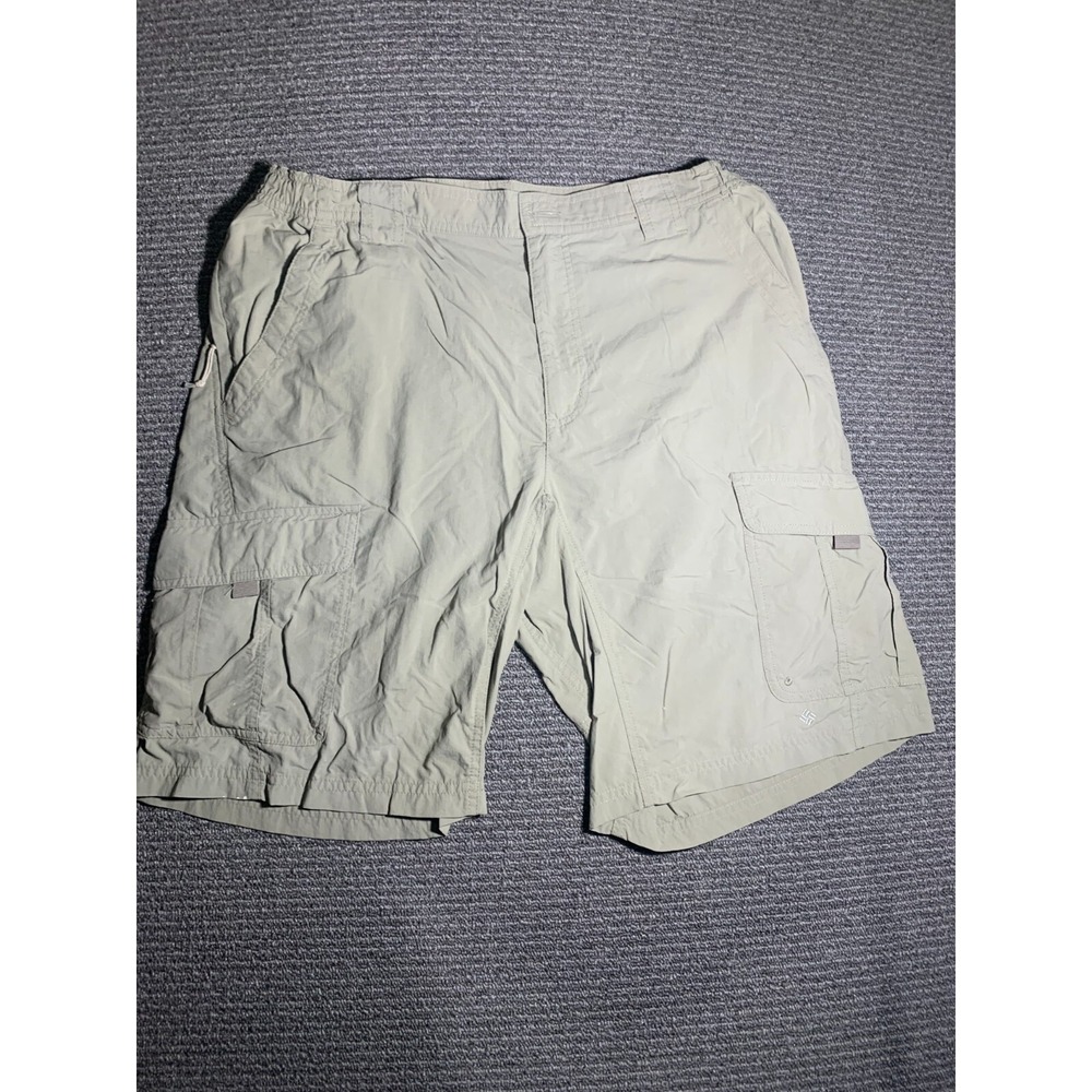 Columbia Omni Wick Men Shorts Large Khaki Nylon Outdoor Fishing AM4583 Beige